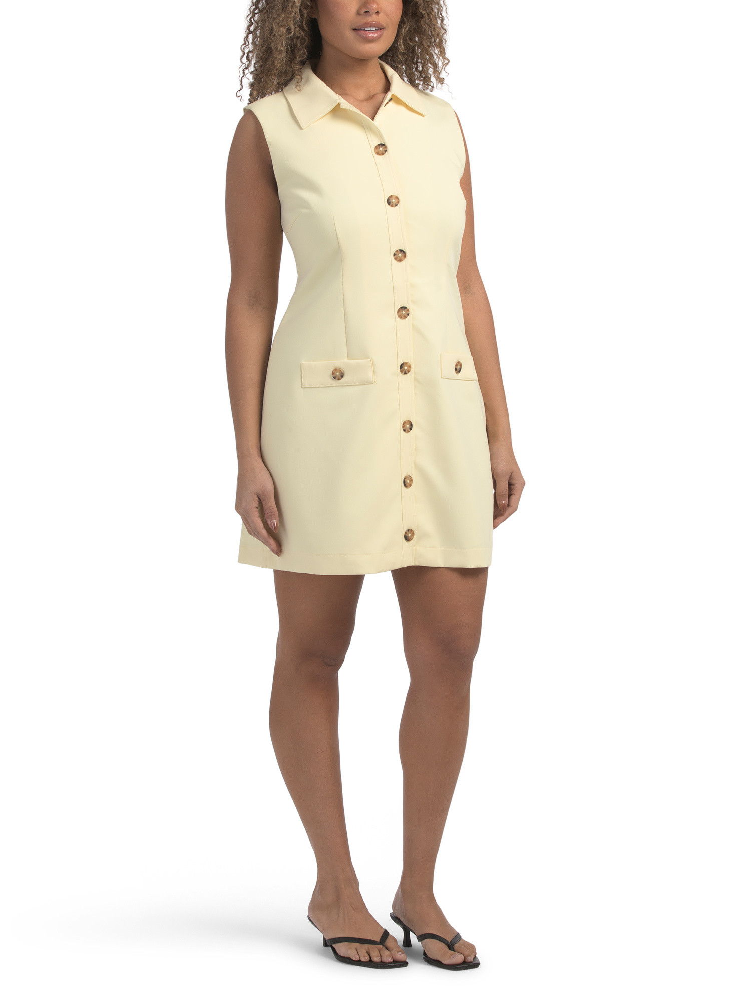 Azra Twill Sleeveless Button Mini Dress | TJ Maxx