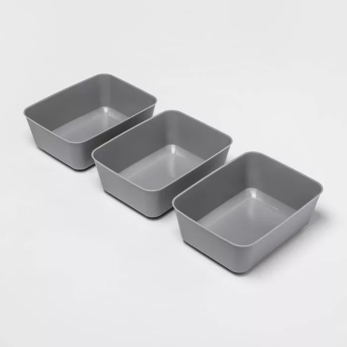 3pk Medium Storage Trays Gray Mist - Room Essentials™ | Target