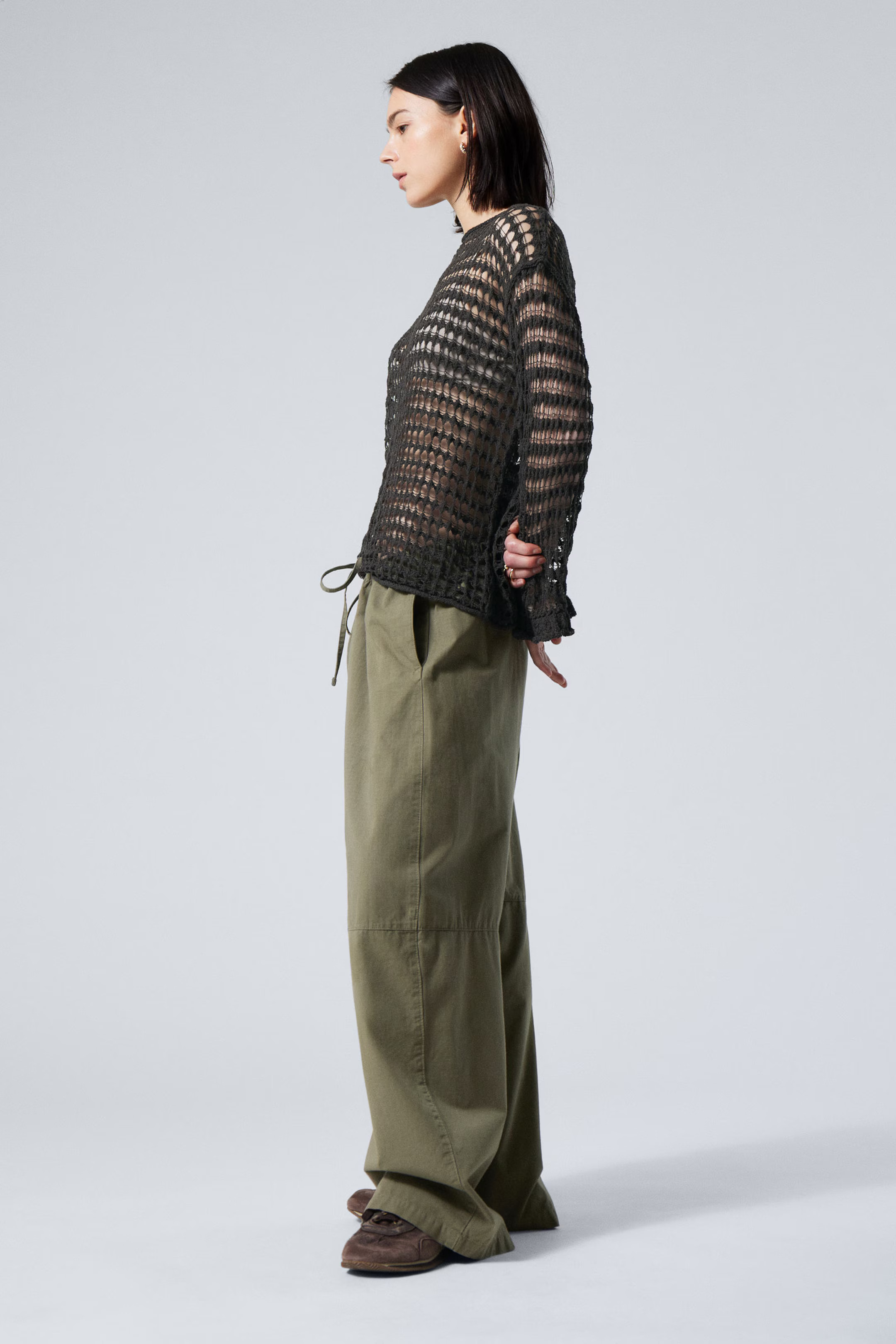 Loose Fit Washed Ripstop Trousers | Weekday