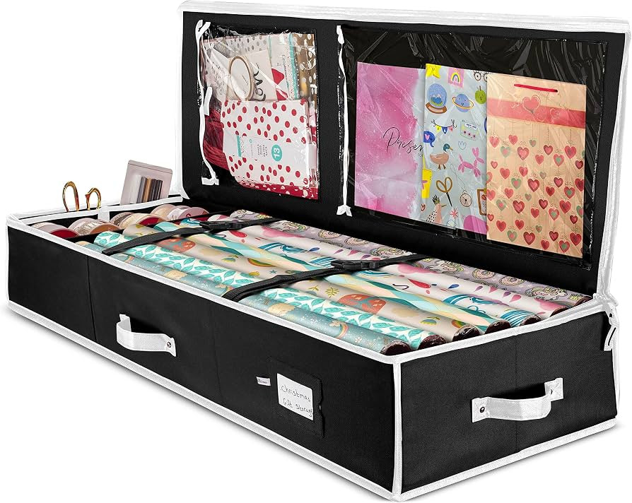 ZOBER Wrapping Paper Storage Containers - 40 Inch Gift Wrapping Organizer Storage W/Interior Pock... | Amazon (US)