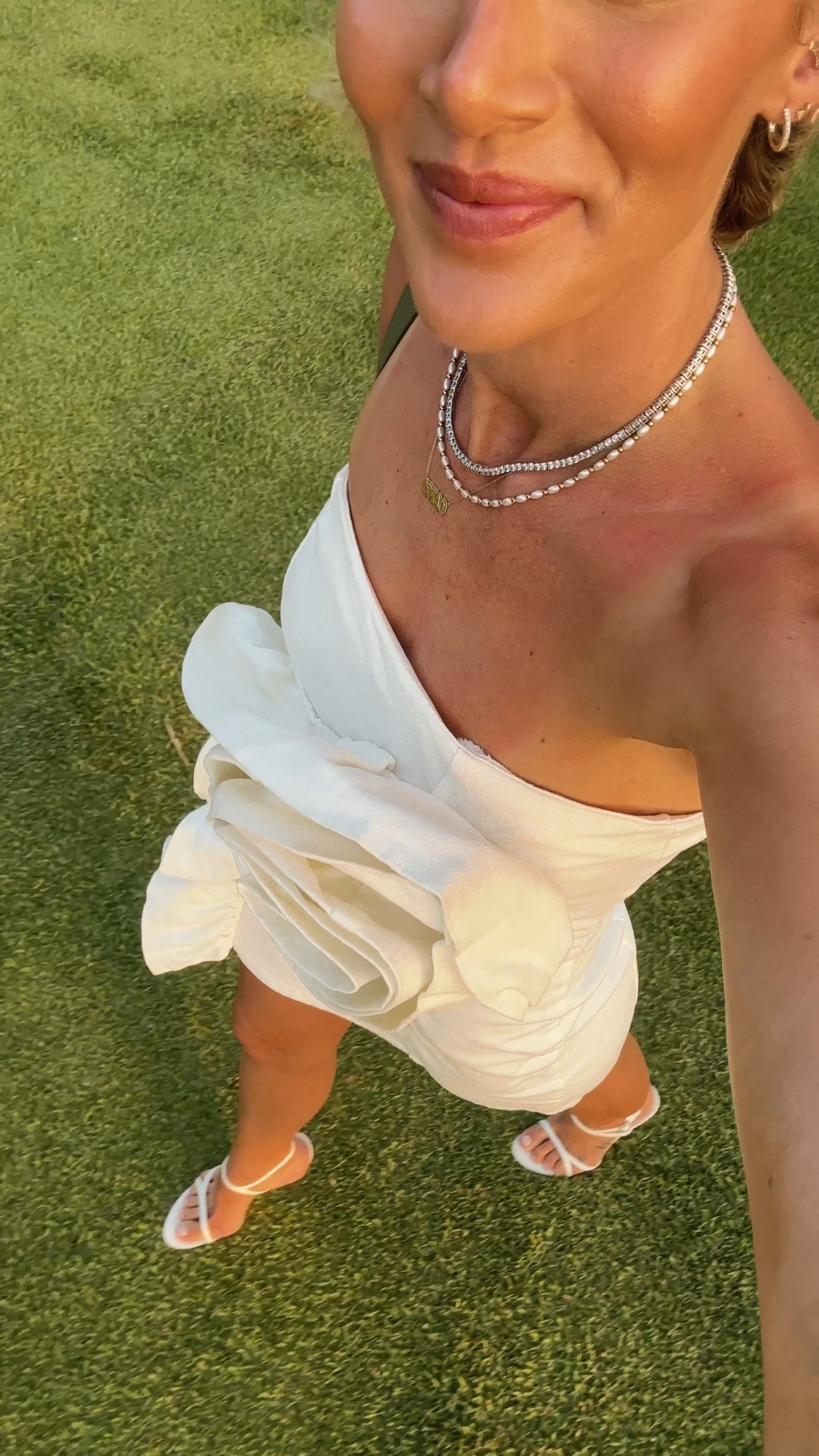 white dress, rosette dress, white denim dress, bridal look, rehearsal dinner outfit, forever 21 find 

#LTKFindsUnder50