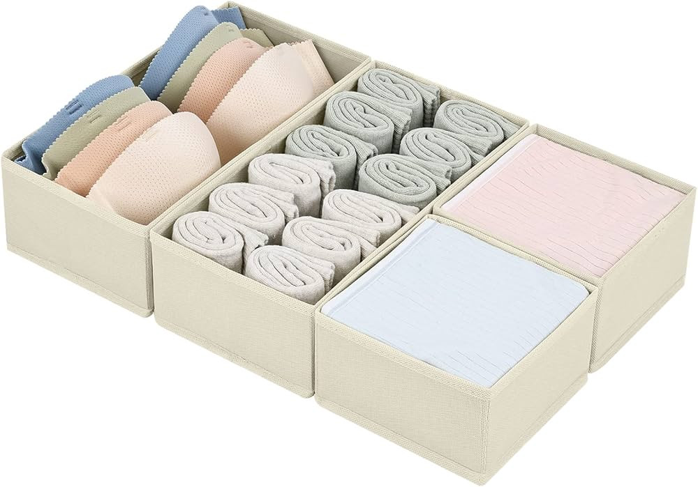 DIMJ Drawer Organizers for Clothing, Set of 4 Dresser Drawer Organizers, Fabric Closet Organizers... | Amazon (US)