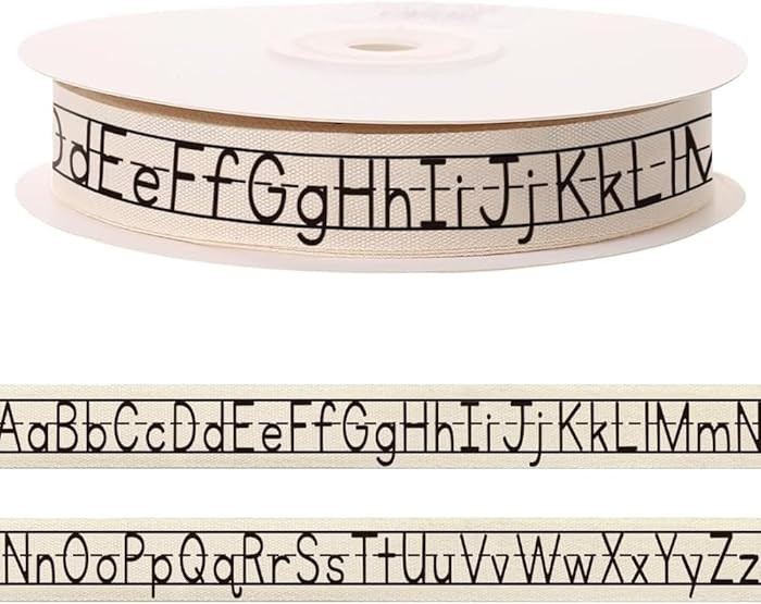 10 Yards Alphabet Letters Natural Ribbon for Crafting Sewing, 3/5 Inch Herringbone Cotton Ribbons... | Amazon (US)