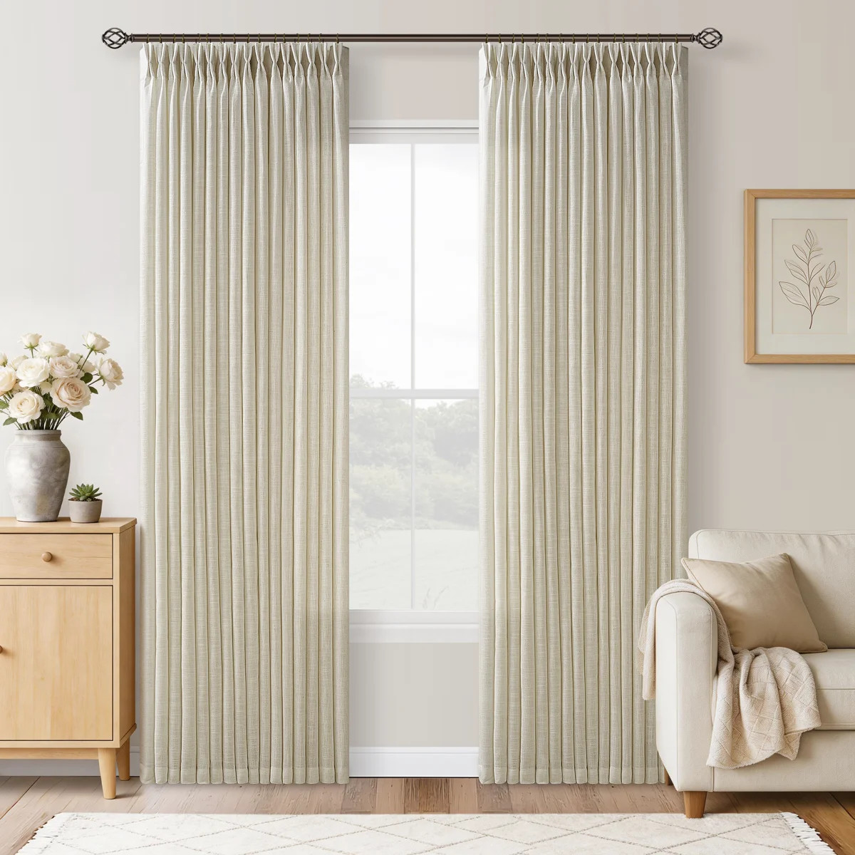 2 Panels （1 Pack） Thick Linen Fabric Memory Trained Pinch Pleated Solid Farmhouse And Modern ... | Wayfair North America