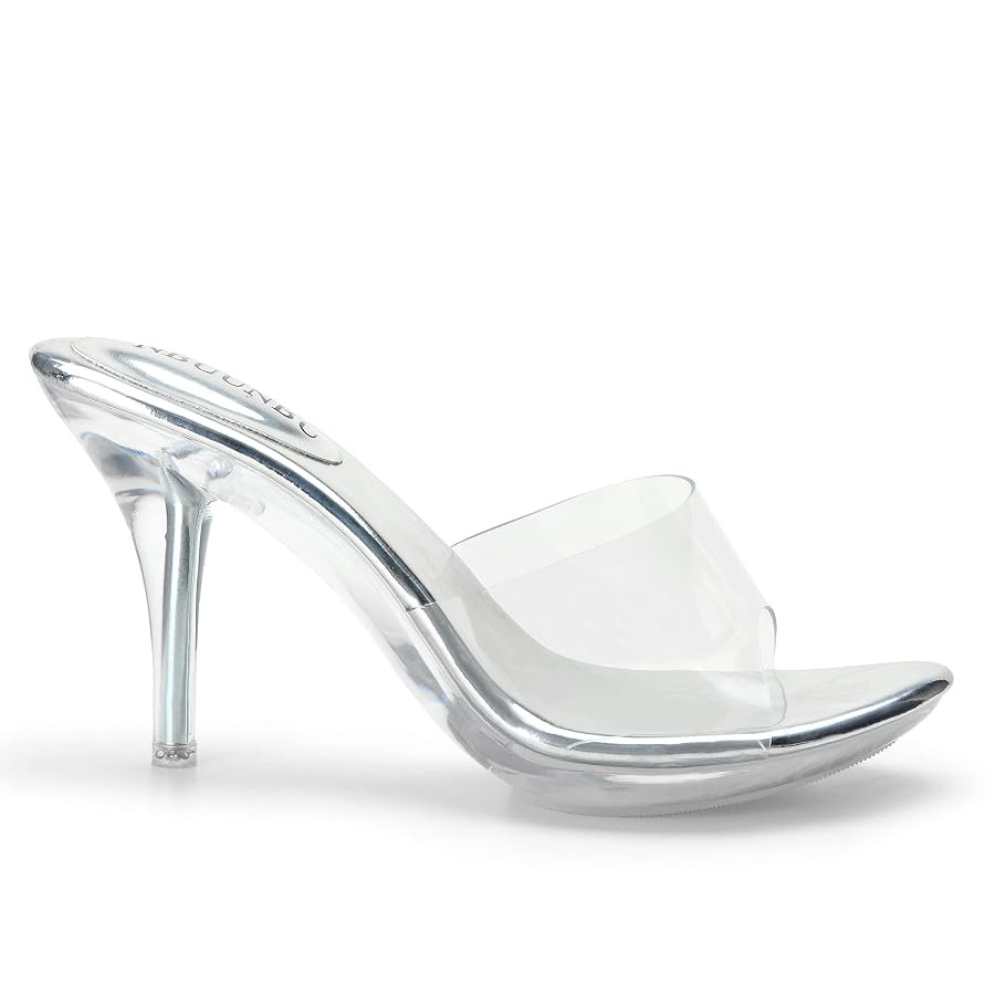 NBUUNBU Silver Clear Heels For Women Dress Shoes Transparent Strap Sexy Stilletos Heels Open Toe ... | Amazon (US)
