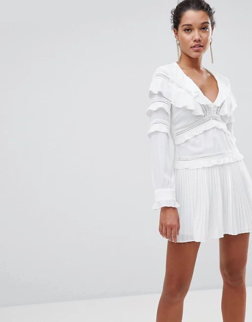 PrettyLittleThing Pleated Frill Detail Dress | ASOS US