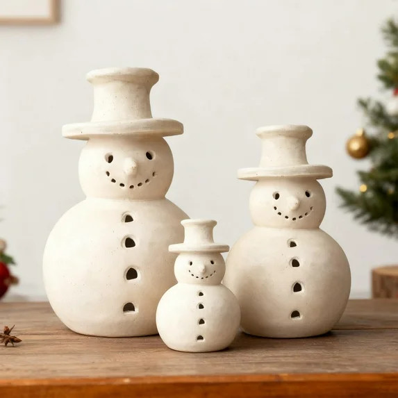 BOSALY Lovely Snowman Christmas Decorations Indoor - 3 pcs Handmade Snowman Figurines Set - Chris... | Walmart (US)