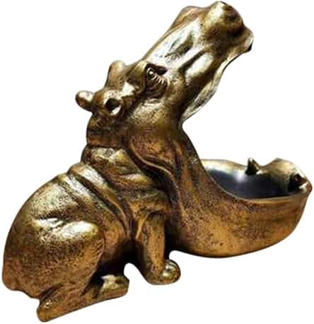 Hippo Statue,Large Hippopotamus Figurine Home Sculpture with Resin, Hippo Candy Jar, Candy Dish Bowl for Office Desk, Key Bowl for Entryway Table,Container Storage Art Decor Box(Dark Blue) | Amazon (US)