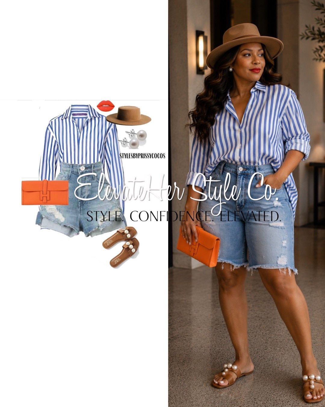 Style Tip: A classic striped button-down never goes out of style. Half-tuck it into denim to define your waist, then add one bold pop of color, like an orange bag, to give the look personality. Finish with neutral accessories for an effortless, polished outfit that’s perfect for brunch, errands, or travel.

#LTKootd #LTKgrwm #LTKTravel
