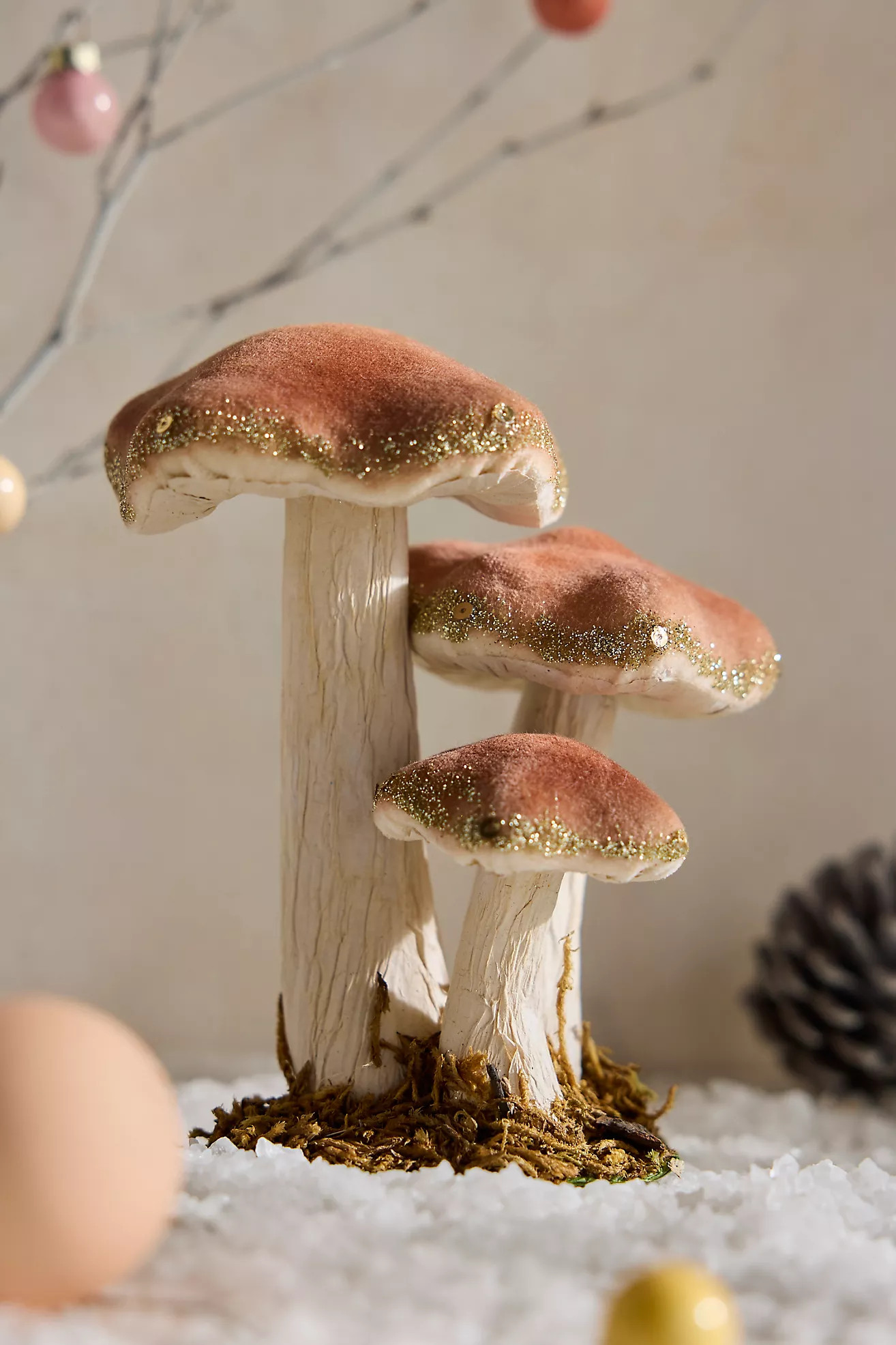 Glittery Velvet Mushroom Trio, Small | Terrain
