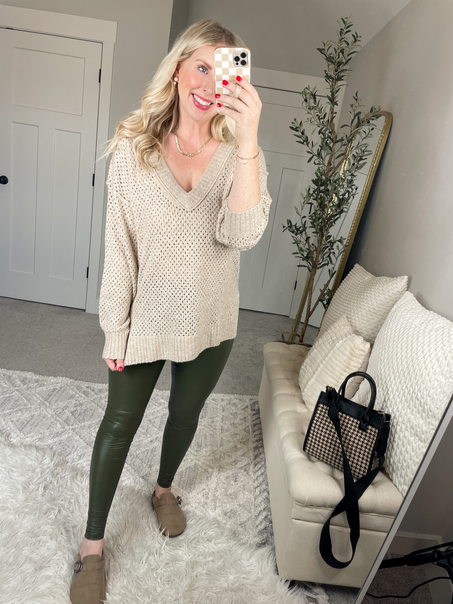 Daily try on, LTK sale, aerie, oversized sweater, faux leather leggings 

#LTKfindsunder50 #LTKsalealert #LTKSale