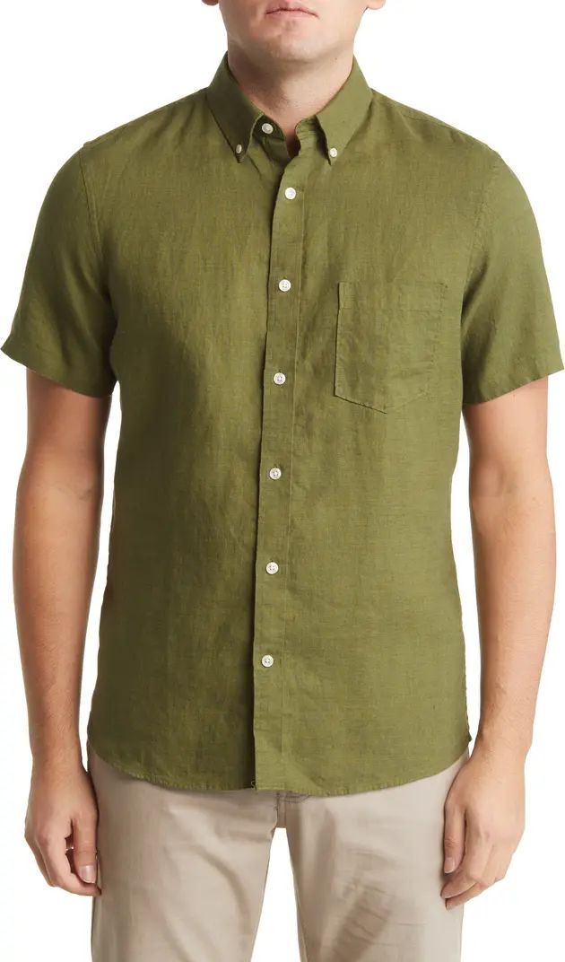 Short Sleeve Linen Button-Down Shirt | Nordstrom