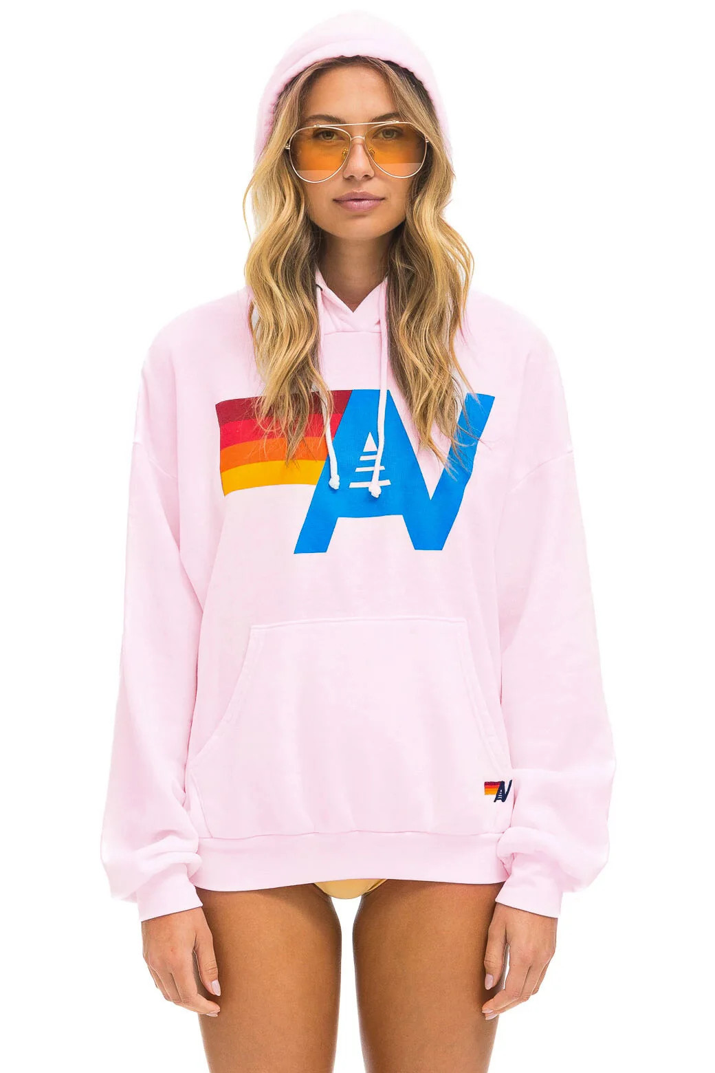Logo Pullover Relaxed Hoodie \u2013 Light Pink | Aviator Nation | Aviator Nation