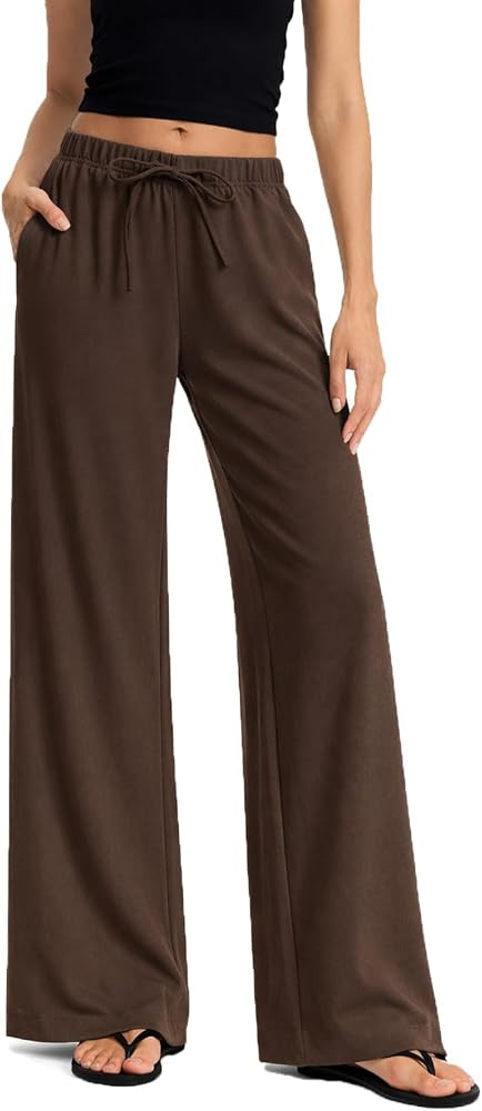 Aiybao Women High Waisted Wide Leg Crepe Pants Pull On Wrinkle Free Work Business Casual Trousers... | Amazon (CA)