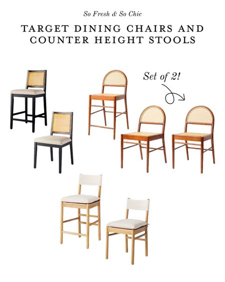 Studio McGee dining chairs and counter height stools at Target!
-
Dining room furniture - kitchen island counter stools - cane and wood dining chair - upholstered counter stool - curved back cane dining chair 

#LTKhome
