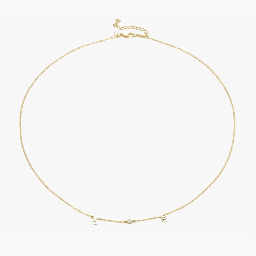 Inez Initial Necklace with Diamond - Gold Vermeil | Oak & Luna (US)