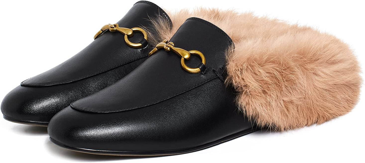 Vertundy Women's Mules Low Heel Flats Leather Slip On Backless Sandals for Girls Lady Work Slides | Amazon (US)