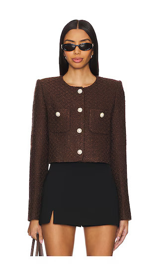 MAJORELLE Riah Jacket in Chocolate. - size L | Revolve Clothing (Global)