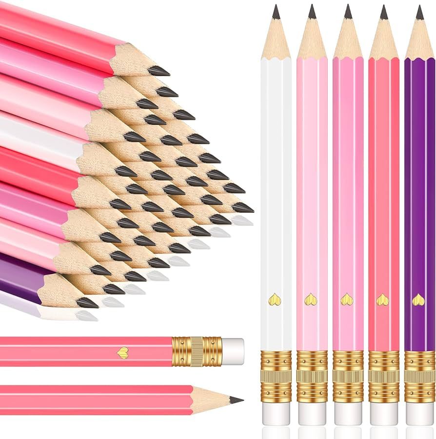 Nezyo 80 Pcs Mini Pencils with Eraser Golf Pencils 2 HB Half Pencils 4 Inch Half Pencils Hexagon ... | Amazon (US)