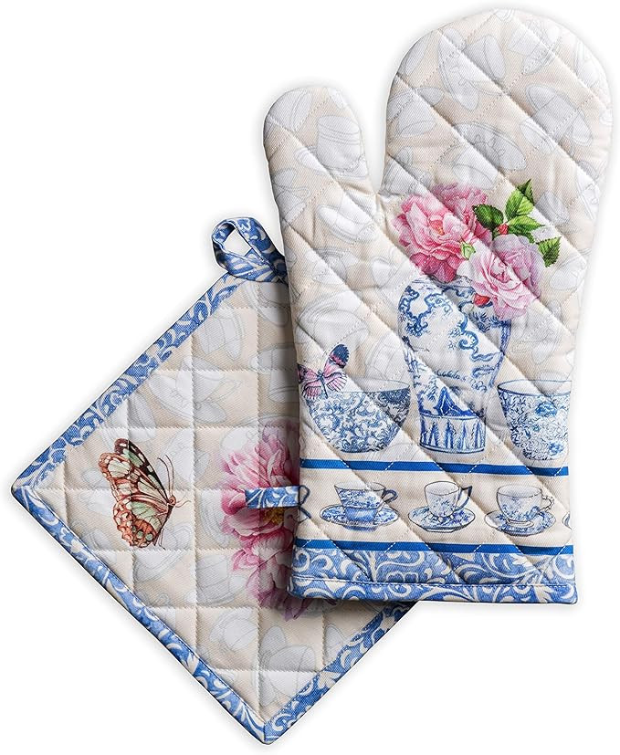 Maison d' Hermine Oven Mitt (7.5"x13") & Pot Holder (8"x8") 100% Cotton Kitchen Oven Mitt + Pot H... | Amazon (US)