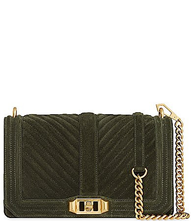 REBECCA MINKOFF Chevron Suede Quilted Love Crossbody Bag - Moss | Dillard's