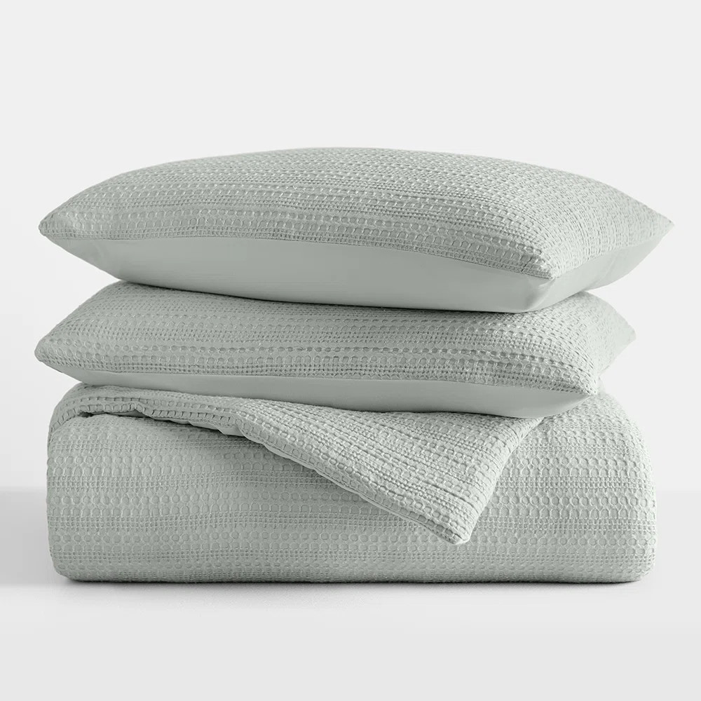 Waffle Textured 3 Piece Comforter Set All Season Down-Alternative Ultra Soft Bedding | Wayfair North America