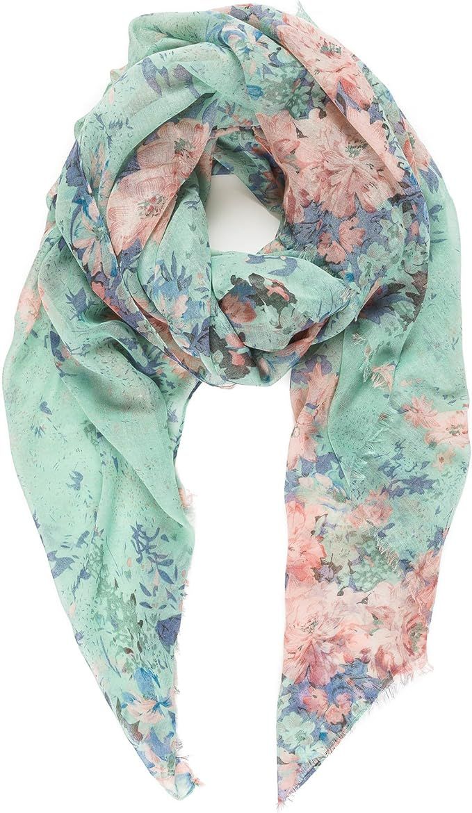 Scarf for Women Lightweight Floral Flower Scarves for Spring Spring Fall Winter Shawl Wrap | Amazon (US)