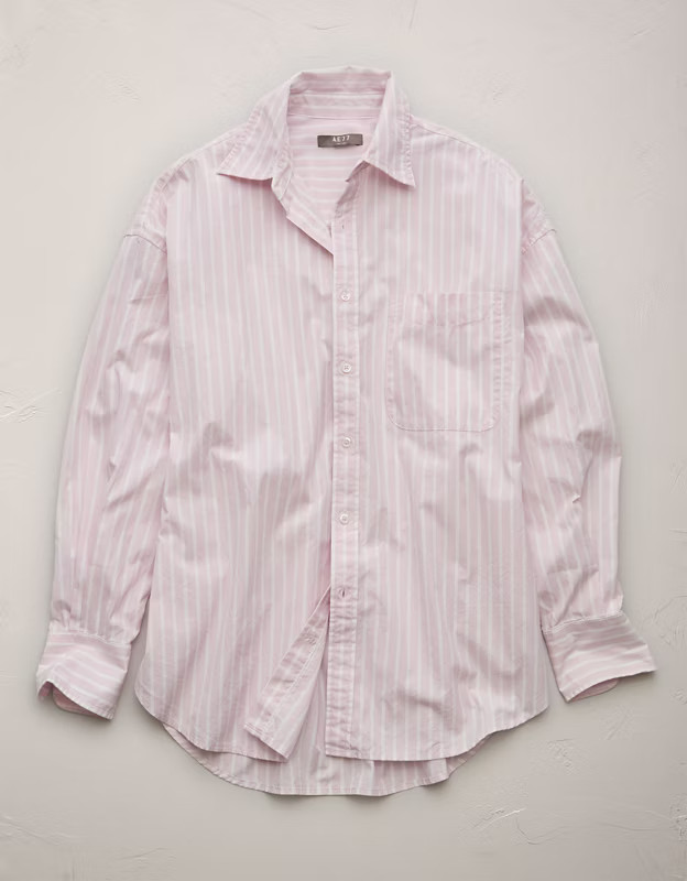 AE77 Premium Poplin Boyfriend Shirt | American Eagle Outfitters (US & CA)