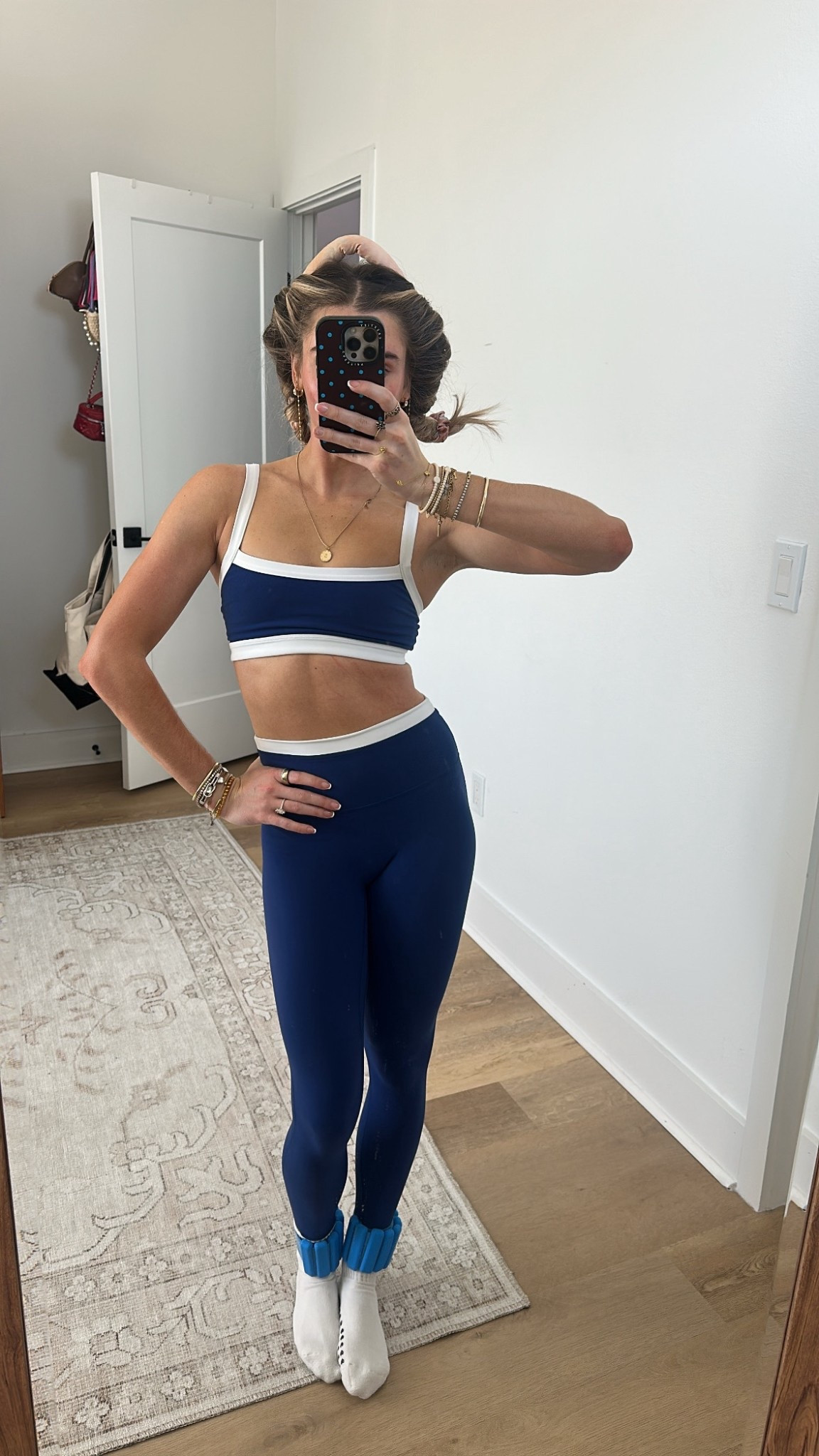 Abercrombie YPB studioFLEX cami sports bra size XS paired with Abercrombie YPB studioFLEX 7/8th length legging size XS. Pila barre workout grip socks. 

My workout and workout gear for my daily workout. I take pilates classes from @lexfish on Instagram she has a whole online platform and membership! Most of my pilates gear and tools are from Bala. Bala use code SLOANE15. 
#workoutgear #workoutwear #pilates #ootd #outfit #athleticwear #athleticoutfit #bikershorts #sportsbra #pilatesoutfit #athleisure #bala #pilatesworkout #pilateslovers #pilatestiktok #balabangles @abercrombie  @lexfish  @bala 

#LTKfitnessgoals #LTKActive #LTKootd