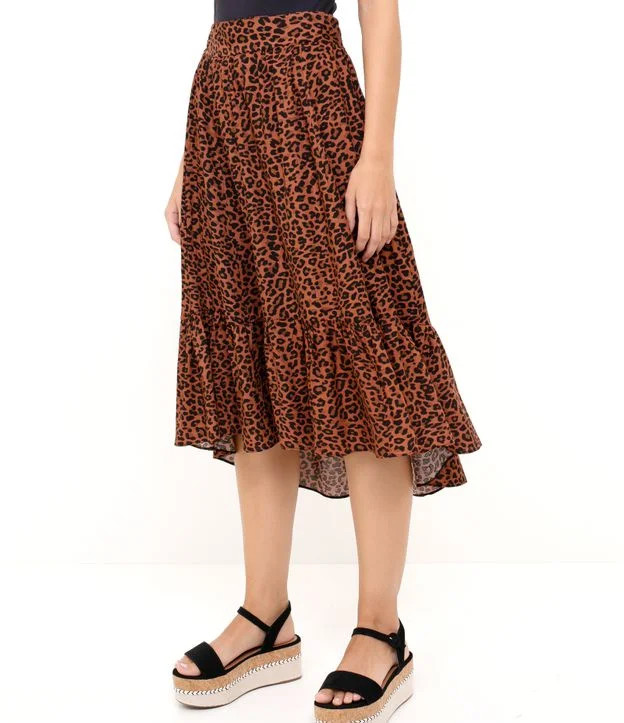 Saia Midi Animal Print com Babados  - Lojas Renner | Lojas Renner (BR)