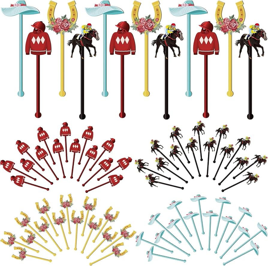 60 Pcs Derby Drink Stirrers Bulk 5.9 inch Cowboy Cocktail Picks Kentucky Horse Racing party decor... | Amazon (US)