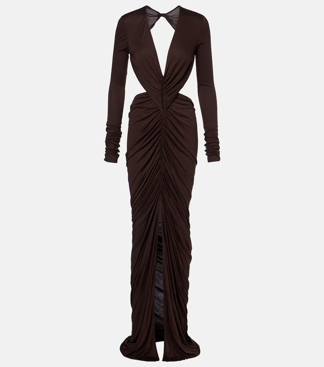 Poppy LS ruched open-back jersey gown | Mytheresa (UK)