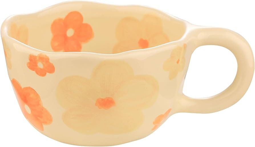 VanEnjoy Ceramic Cup, Cute Coffee Mug, Strawberry Mug, Aesthetic Coffee Mug, Retro Flower Mug, Ce... | Amazon (US)