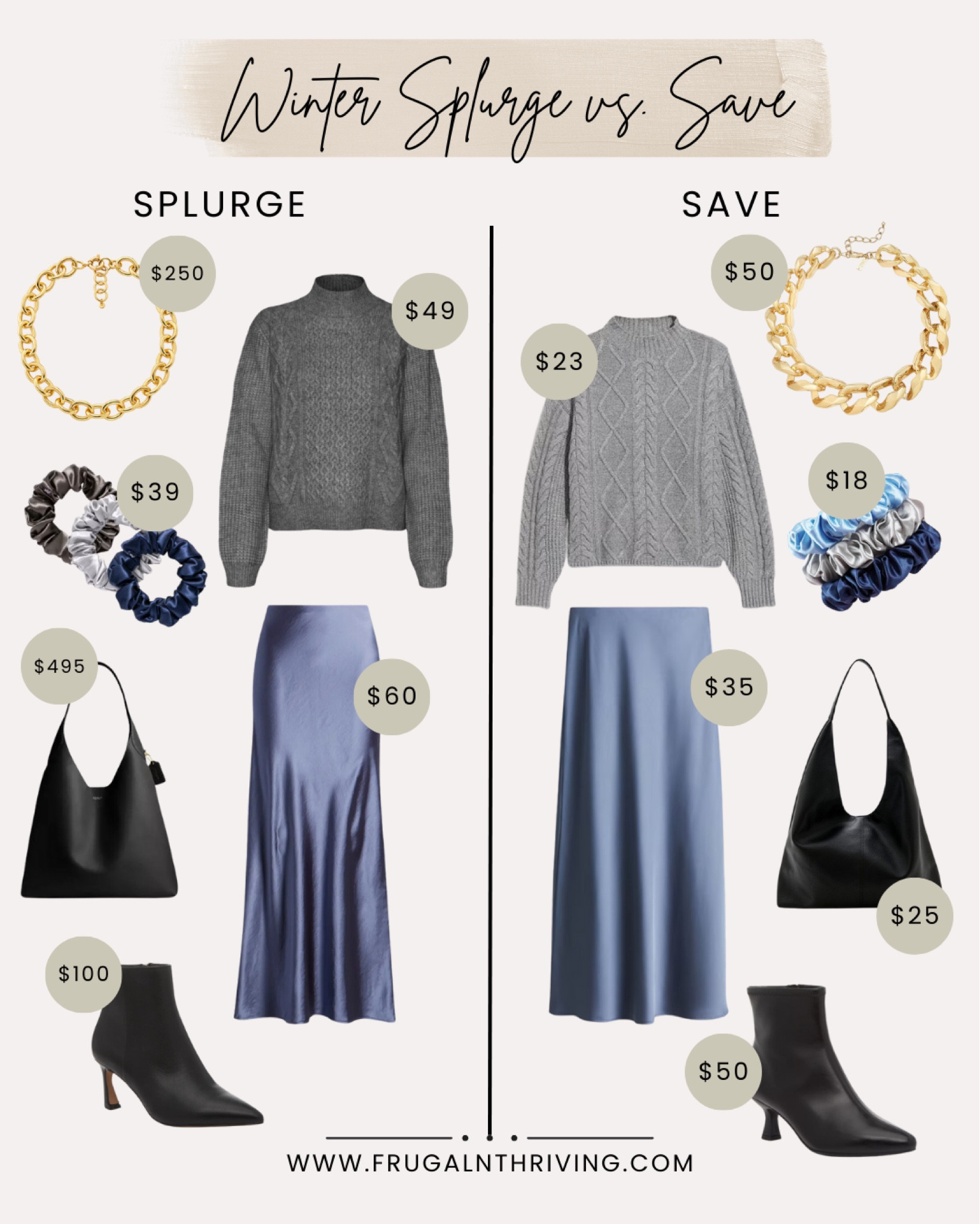 Winter calls for cozy outfits and staying warm at all costs. Thankfully, cold-weather styles can still look hot, and getting in on the latest trends doesn’t have to break the bank! Our winter splurge vs save takes a fashion-forward seasonal look and shows you how to get it for less. See the inspiration below.

#LTKStyleTip #LTKSaleAlert #LTKWorkwear