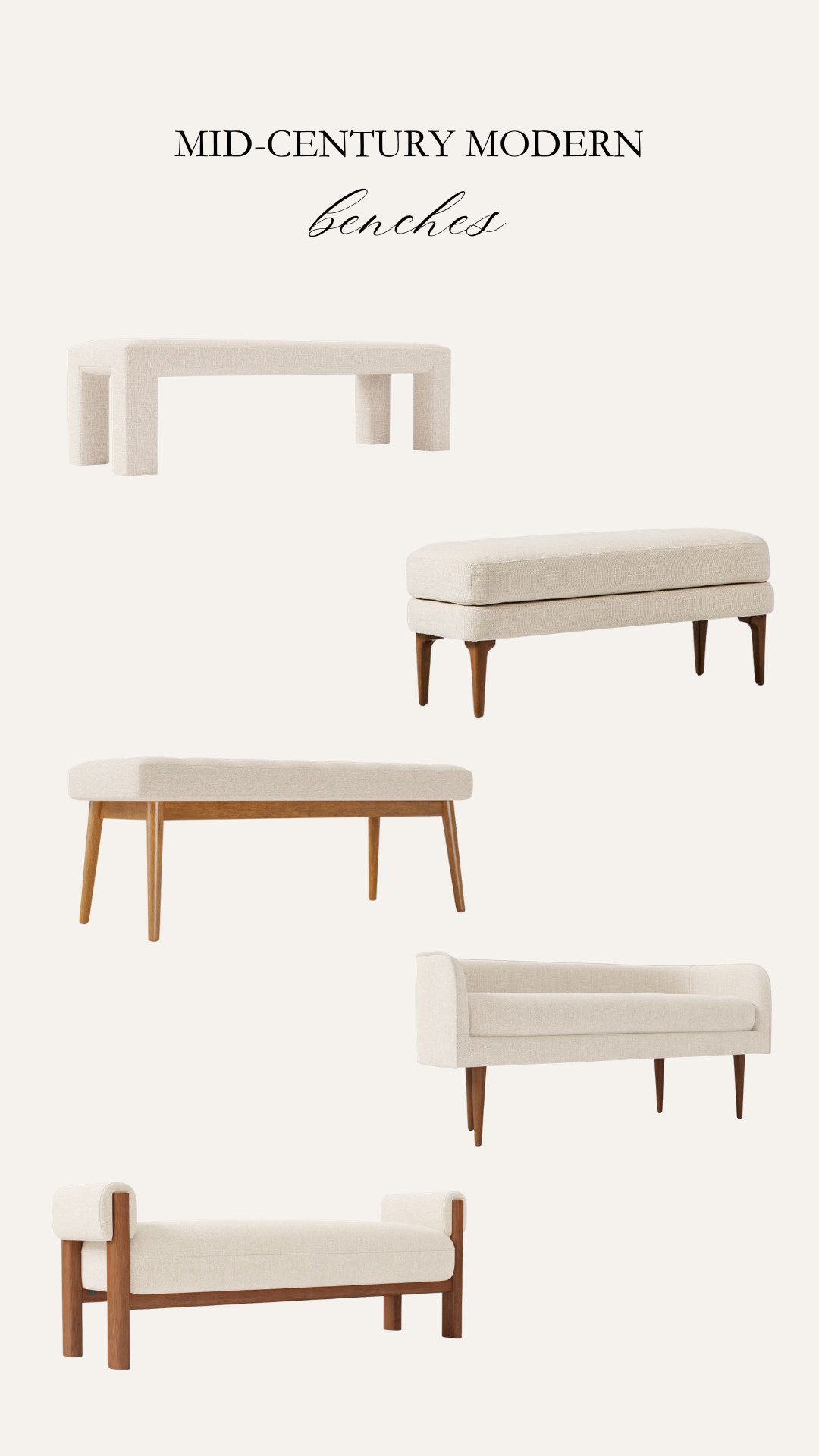 Neutral mid-century modern benches 

 

#LTKHome
