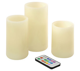 Battery Operated Wax LED Candles with Remote - et of 3 | QVC