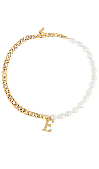 Pearl + Chain Initial Necklace in Gold | Revolve Clothing (Global)