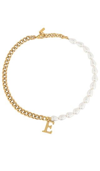 Pearl + Chain Initial Necklace in Gold | Revolve Clothing (Global)