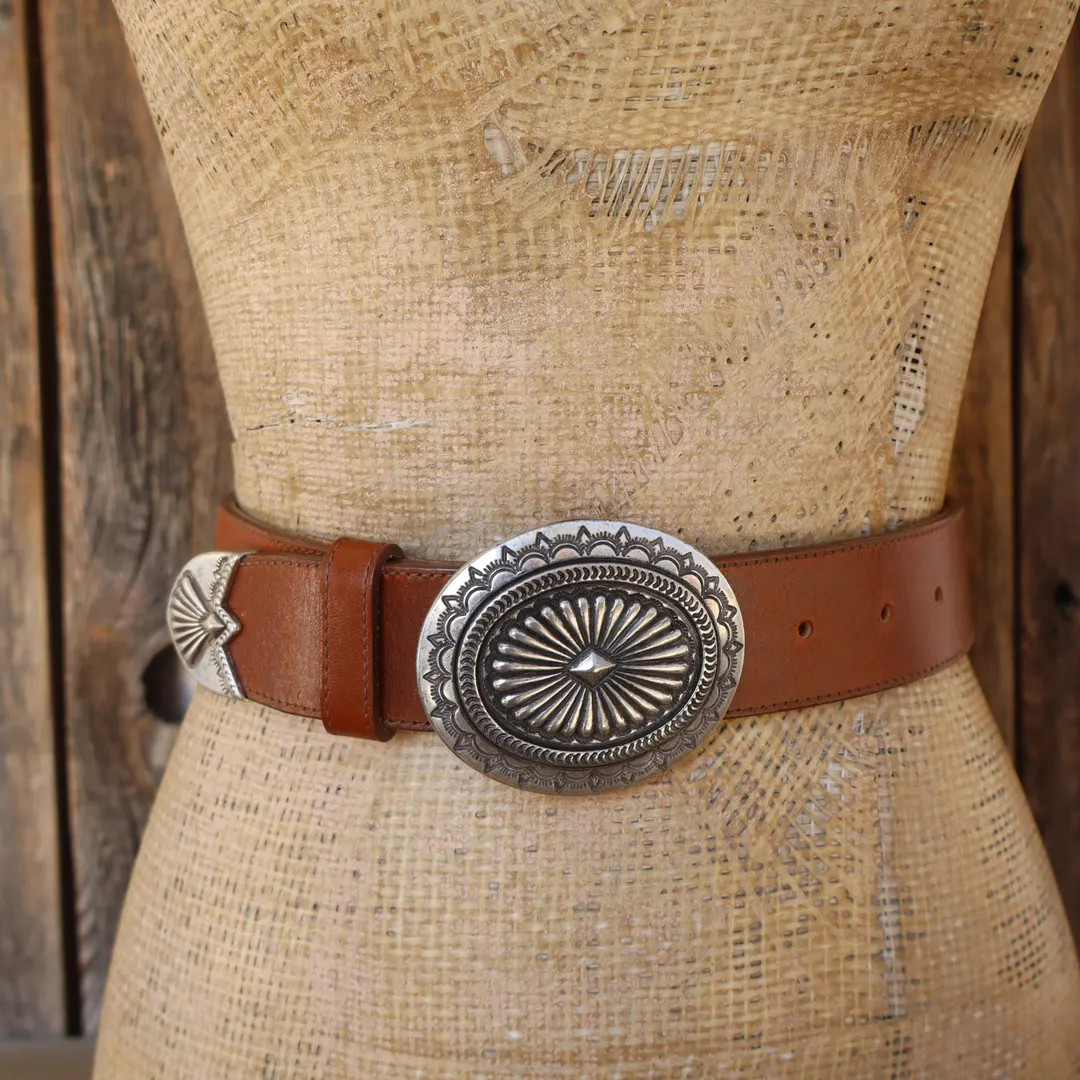 90s BRIGHTON Sienna Brown Leather Southwest Concho Belt | Wide Western Waist Belt | Ranger Belt |... | Etsy (US)