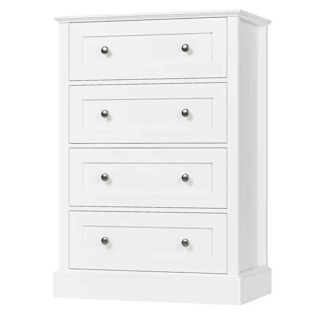 Homfa White Dresser with 4 Drawers, Wood Nightstand Chest of Drawers for Home Office Living Room | Walmart (US)