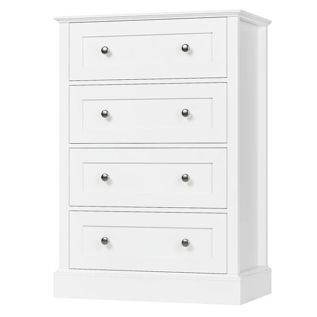 Homfa White Dresser with 4 Drawers, Wood Nightstand Chest of Drawers for Home Office Living Room | Walmart (US)
