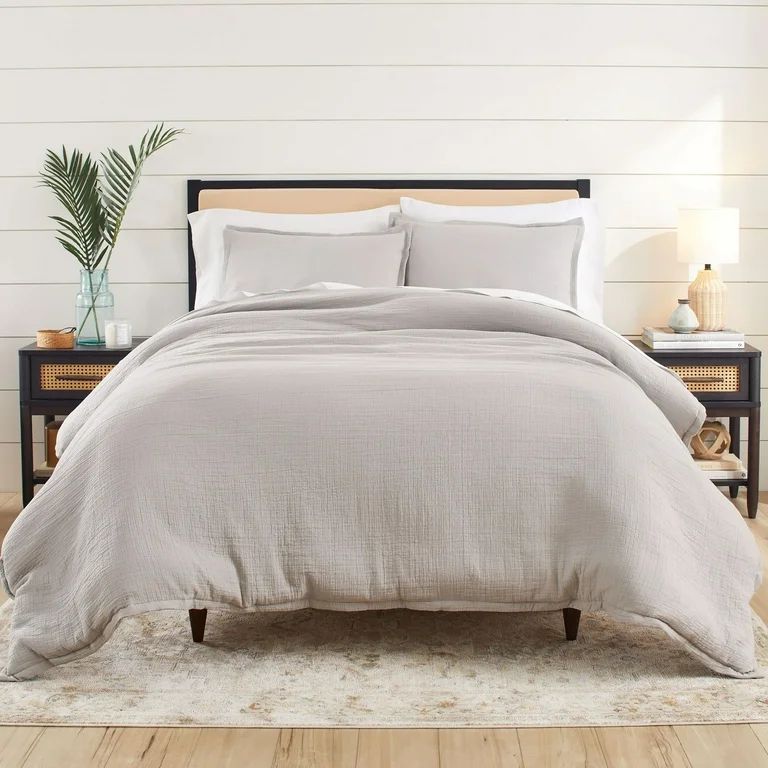 Better Homes & Gardens 3-Piece Grey Crinkled Gauze Comforter Set, Full/Queen, Adult - Walmart.com | Walmart (US)