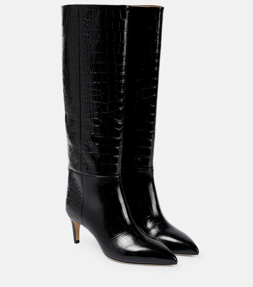 Croc-effect leather knee-high boots | Mytheresa (US/CA)