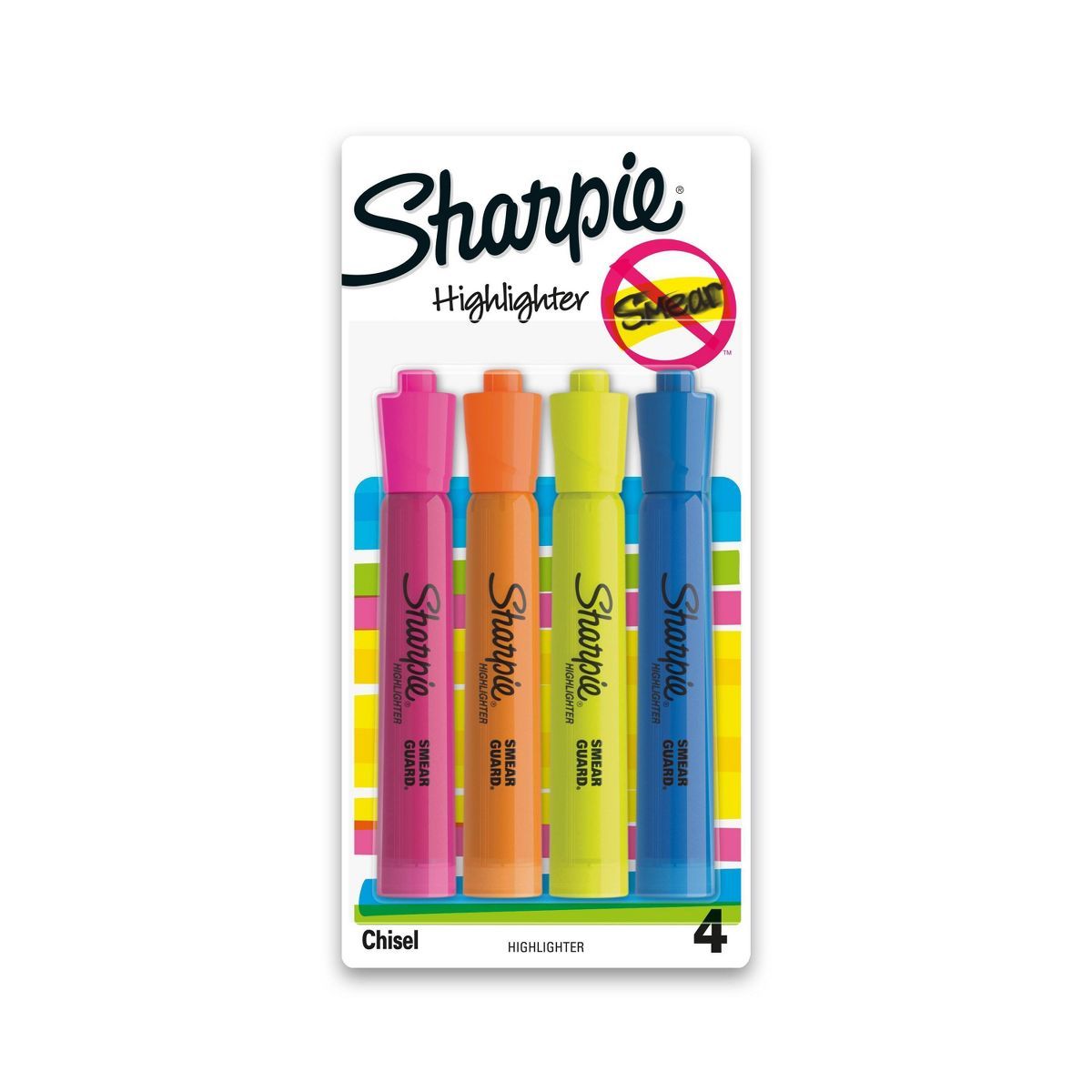 Sharpie 4pk Highlighters Smear Guard Chisel Tip Multicolored | Target