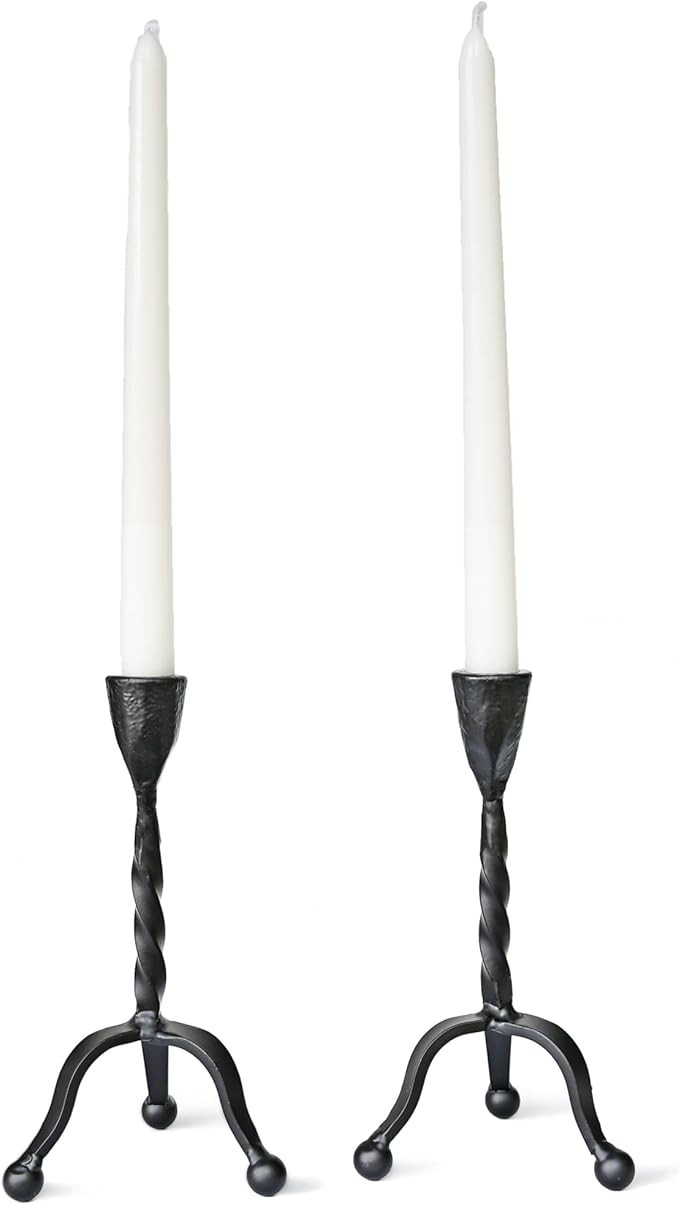Black Taper Candle Holder Set of 2,Vintage Candle Sticks Holder Decor,Wrought Iron Candle Holder ... | Amazon (US)