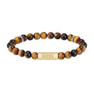 Gents BOSS Tiger Eye Beaded Bracelet | Goldsmiths