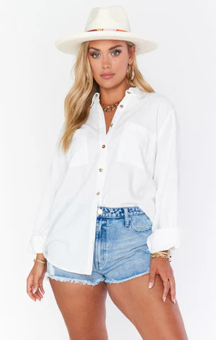 Presto Shirt ~ White Linen | Show Me Your Mumu