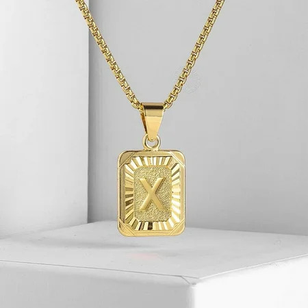 LASHALL GIFT Womens Mens Gold Filled Initial Necklace Letter Pendant Box Chain Unisex 22Inch | Walmart (US)
