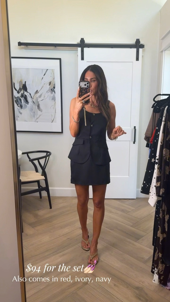 Wore the cutest vest skirt set to my daughters’ dance recital. It’s giving Amanda Uprichard vibes for under $100!! Wearing size small.. the skirt runs a little big so I just pinned the back . I like how this size lays off the booty and isn’t tight. 
Gucci thong sandals…obsessed with this design and runs tts 
Convertible Gucci chain bag can also be a crossbody 
Jewelry linked 
Black matching set for summer 


@Revolve

#LTKootd #LTKSeasonal #LTKOver40