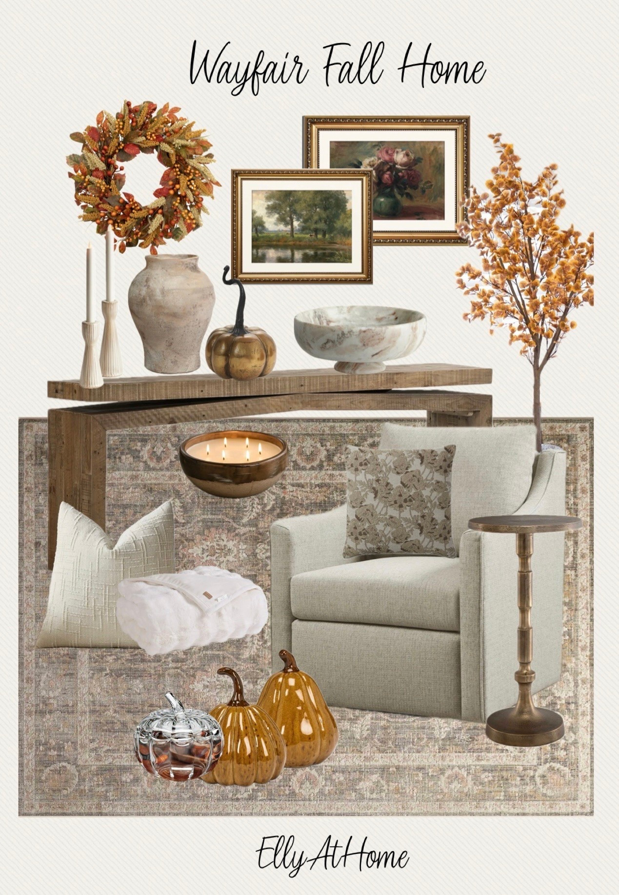 Wayfair fall home styling! Labor Day sales! Shop fall decor, throw pillows, console table, neutral area rugs, cozy accent chairs, fall wreath, tree and more home decor accessories. @Wayfair  #wayfair #wayfaircreator

#LTKHome #LTKSaleAlert #LTKSeasonal